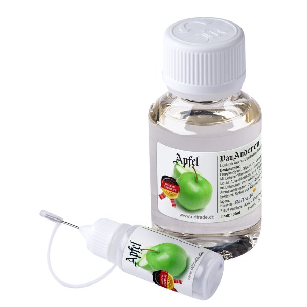 100 ml VanAnderen® PREMIUM Liquid für Aroma-Verdampfer und Diffusoren + 10ml Nadelflasche Apfel